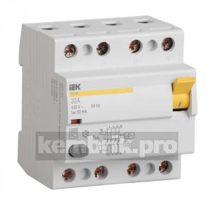 Выключатель дифференциального тока (УЗО) ВД1-63 4Р 32А 30мА А(Электромеханическое)