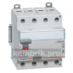 Выключатель дифференциального тока (УЗО) DX3 4П 80А А 500мА N справа
