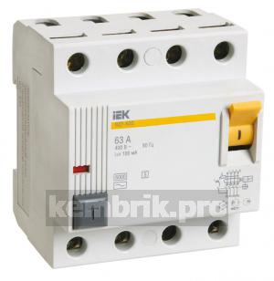 Выключатель дифференциального тока (УЗО) ВД1-63S 4Р 50А 100мА(Электромеханическое)