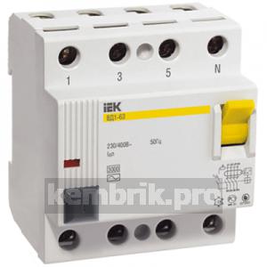 Выключатель дифференциального тока (УЗО) 4п 80А 100мА ВД1-63 АС(Электромеханическое)