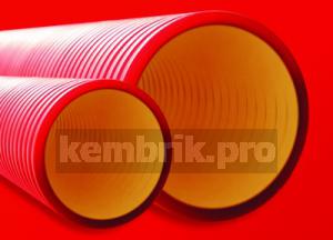 Труба жесткая двустенная для кабельной канализации (6кПа) 200мм красная