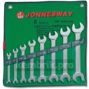 Набор рожковых гаечных ключей в чехле, 8 шт. Jonnesway W25108s (6 - 22 мм)